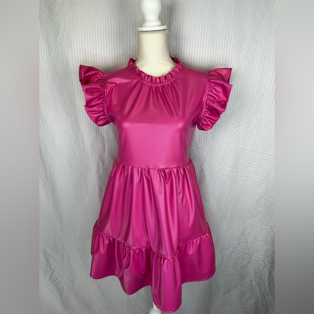 JODIFL Vibrant Pink Faux Leather Dress